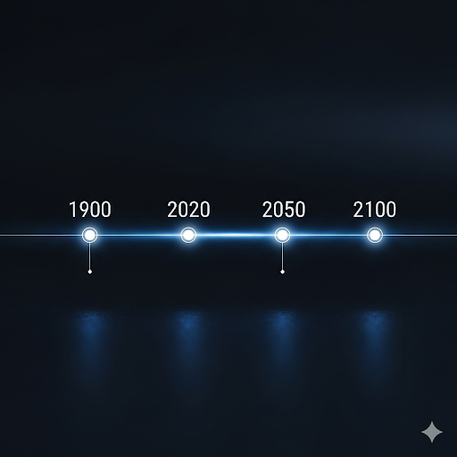 Échelle de temps de 1900 à 2100.
